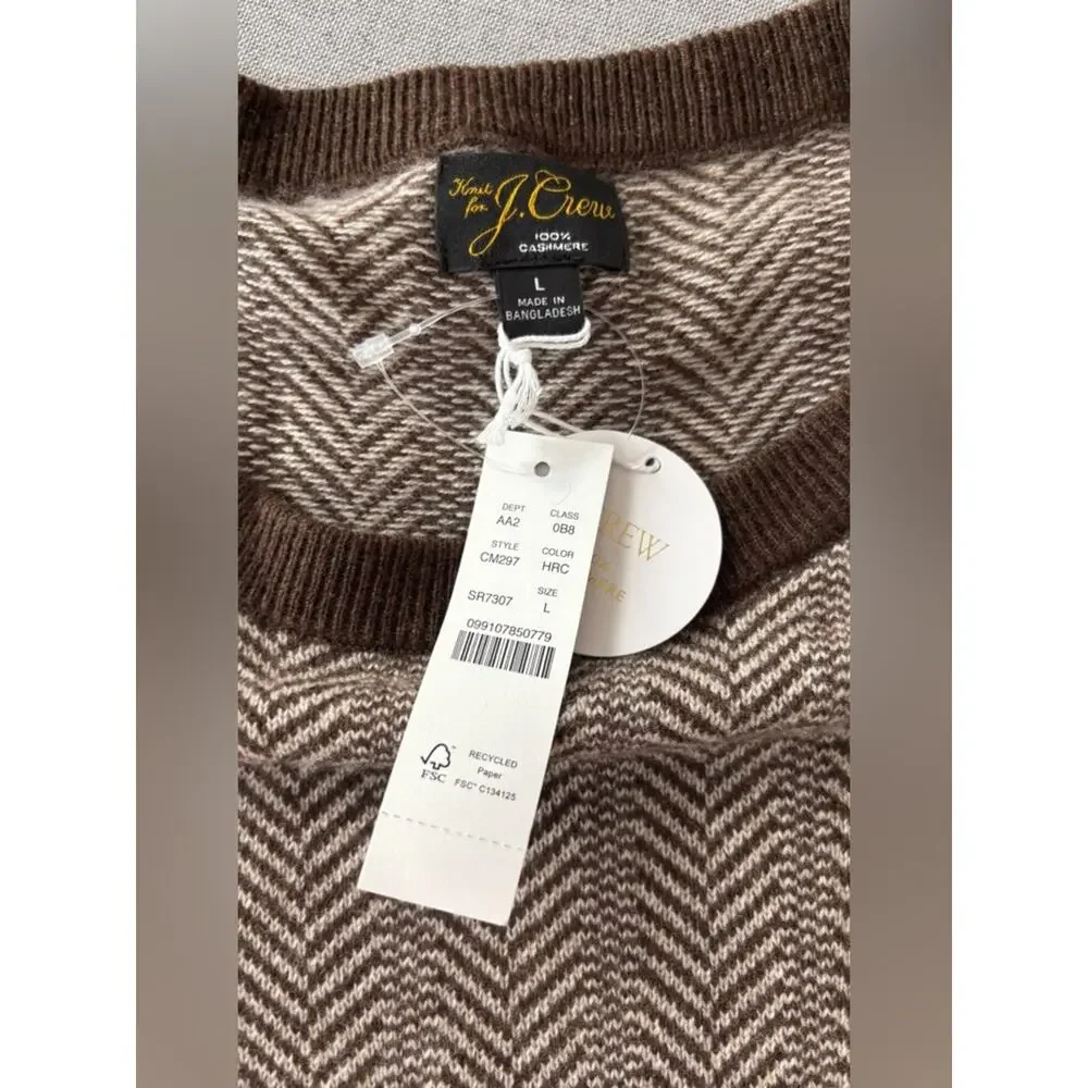 J.Crew Cashmere crewneck sweater in jacquard herringbone